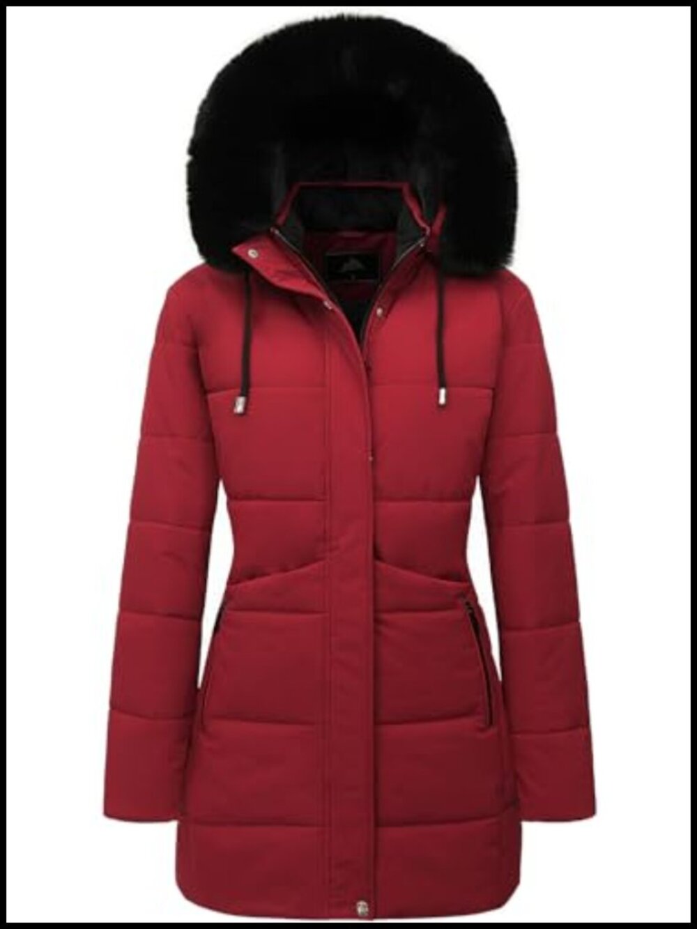 Women's Waterproof Long Down Puffer Coat with Faux Fur Hood Insulated Winter